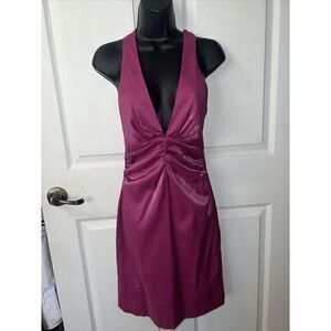 ARDEN B Magenta Size Medium V- Neck Mini Bodycon Dress